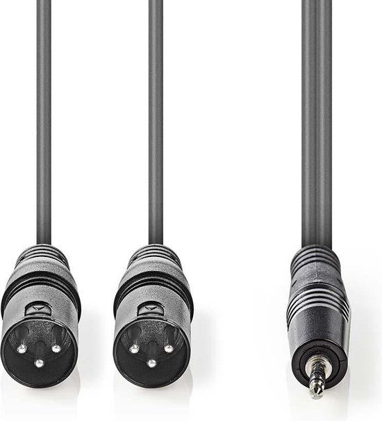Nedis Gebalanceerde Audiokabel - 2x XLR Male - 3.5mm Male - 3m - Grijs