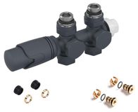 Omgoods - Bloc de robinetterie 6 voies Multibloc Vanne avec bouton thermostat - Gris anthracite