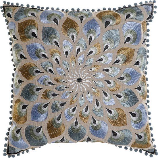 DKD Home Decor Decoratie Kussen Beige Blauw (60 x 20 x 60 cm)