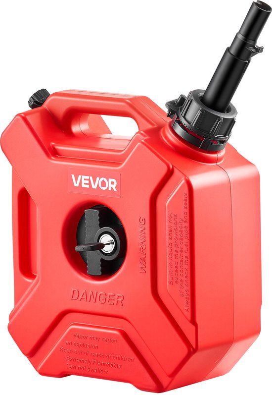 VEVOR Brandstofjerrycan 5 L, Benzinejerrycan met Schenktuit en Afsluitbare Houder, Rood