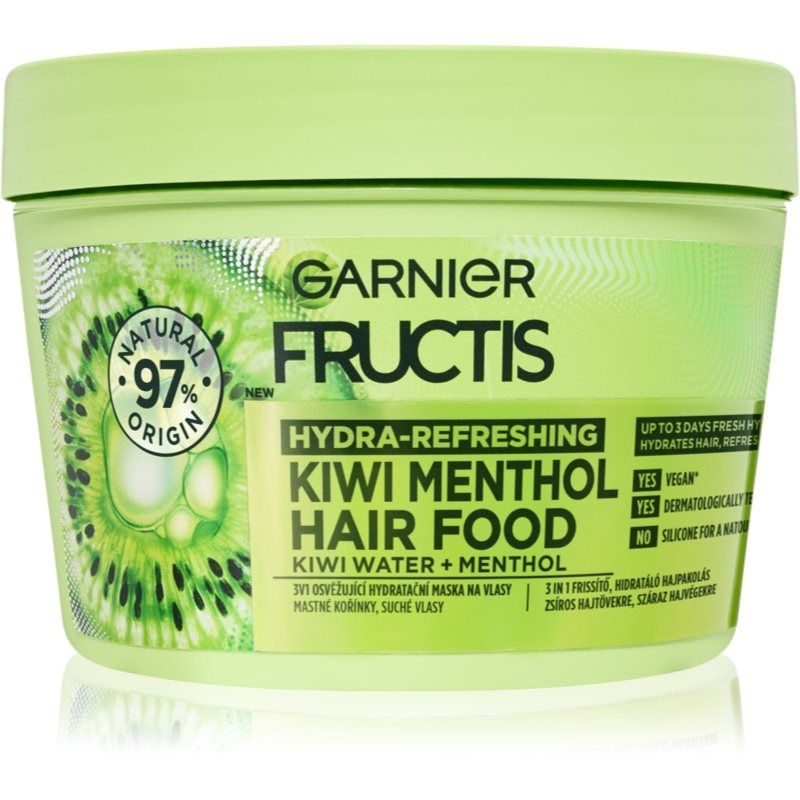 Garnier Fructis Haarmasker Feuchtigkeitsspendende Haarmaske mit Kiwi 3in1 Hair Food 400 ml