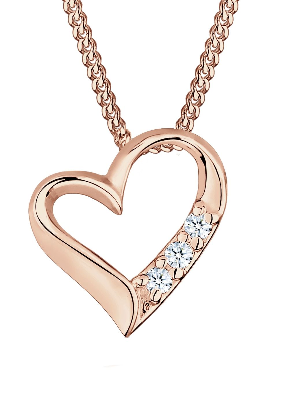 Elli DIAMONDS Hart Hanger Ketting Dames - 925 Sterling Zilver - 0.045 ct. Diamanten