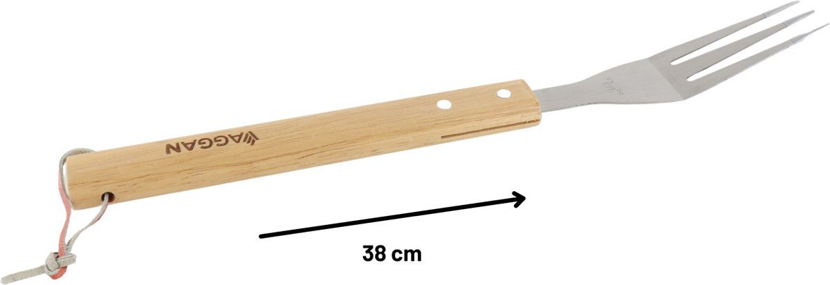 Orange85 BBQ Vork - Spiezen - RVS - Vleesvork - 38CM - Hout - Barbecue Accessoires