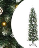 vidaXL Kunstmatige slanke kerstboom Groen en Wit 150 cm