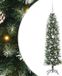 vidaXL Kunstmatige slanke kerstboom Groen en Wit 150 cm