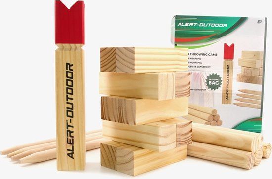 ALERT Kubb Game - Houten Vang- en Werpspel voor Kinderen en Volwassenen
