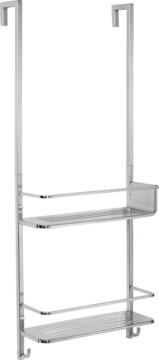 Allibert PALATINO - Doucherekje voor te hangen aan douchedeur of douchewand - dubbel schap - glanzend inox - 31 cm breed