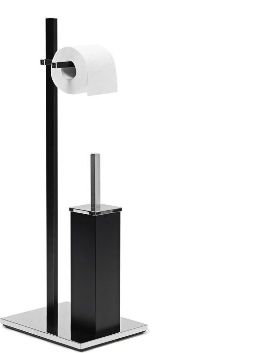 Relaxdays WC-borstel garnituur mat roestvrij staal wc-borstel toiletrolhouder