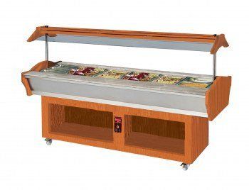 Saro Saladebar warm 6 x 1/1GN Walnoot