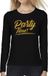 Bellatio Decorations Glitter en Glamour Party time longsleeve zwart met gouden glitter tekst dames - shirt met lange mouwen XS