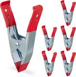 Relaxdays Lijmklemmen - Metaal - Set van 6 - Spanbreedte 50 mm - Rood