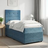 vidaXL Boxspringbed met matras, blauw, 90 x 200 cm, fluweel