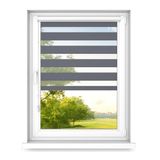 Fart Produkt time4blinds - Dubbele Rolgordijnen Zonder Boren - Zebra-Rolgordijnen voor Ramen en Deuren - om te Plakken, met Aluminium Cassette, Lichtdoorlatende Stof - Staal, 1000x1900, Links