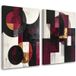 Set de tableaux sur toile abstraction géométrique : formes bordeaux 2 x 20x30