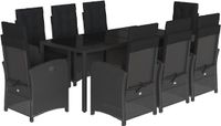 vidaXL 9-delige Tuinset Poly Rattan Zwart