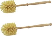 Sans marque 2 pièces porte-brosse WC en bois marron