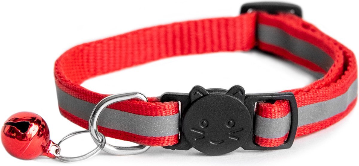 ACE Pets Reflecterende Kattenhalsband met Veiligheidssluiting – Halsband Kat & Kitten - Met Adreskoker - Kittenhalsband & Kattenbandje met Belletje - Rood