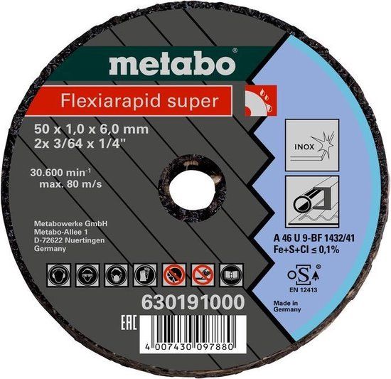 Metabo accessoires Metabo 630191000 A24 Doorslijpschijf - 50 x 6 x 1mm