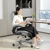 Fauteuil de bureau ergonomique, hauteur réglable, accoudoirs rabattables, 70 x 70 x 114-122 cm, gris