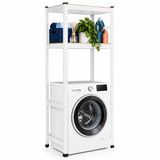 Merkloos Relaxdays Wasmachinerek - 70x150x40 cm - wit - met opbergruimte