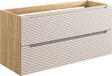 Armoire de salle de bain 120 cm avec tiroirs – Chêne huilé + fraisage beige