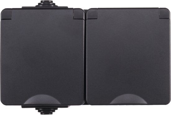 Opbouw Wandcontactdoos 2-voudig IP55 - Zwart | ION Industries