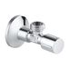 GROHE Messing hoekventiel 1/2 inch - voorgeruwd verbindingsdraad voor eenvoudige afdichting, wandaansluiting 1/2\" met uitlaat 1/2\", metalen push-on rozet Ø 55 mm, chroom, 22041001
