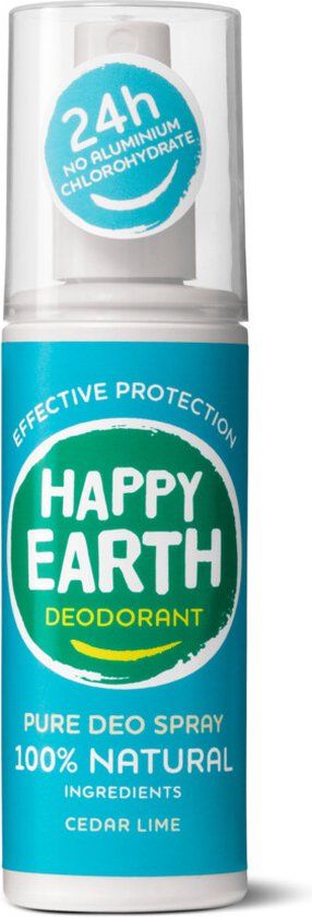 Happy Earth 100% Natural Deodorant Spray Cedar Lime 100ml - Unisex