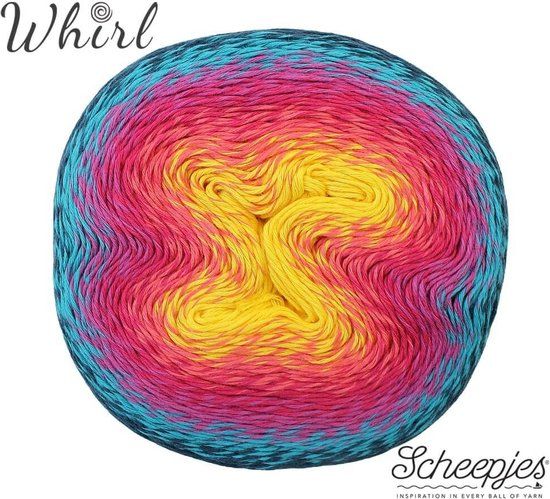 Scheepjes Whirl 1000m - Rosewater Cocktail - Breigaren - Blauw/Roze/Geel
