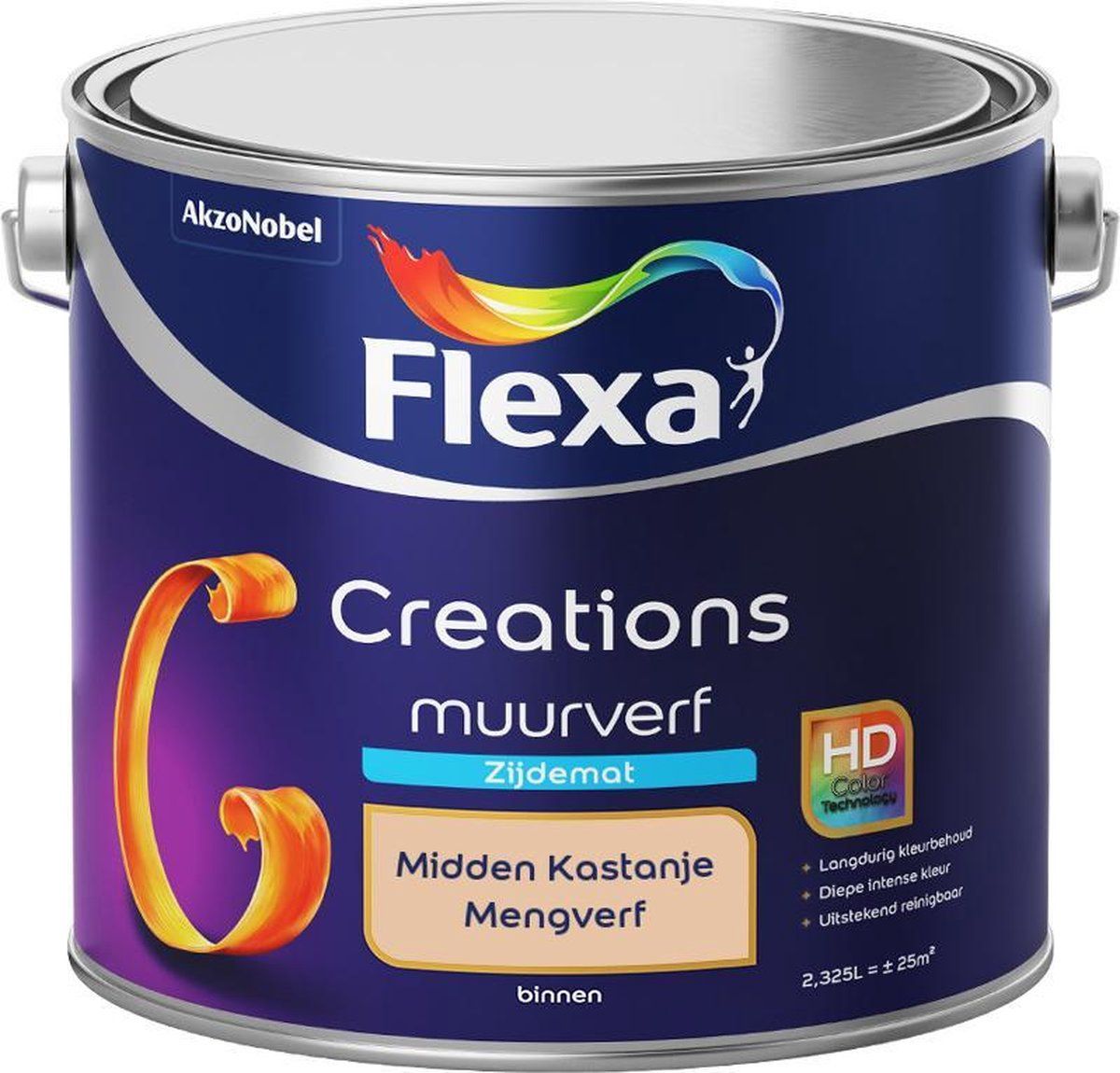 FLEXA Creations Muurverf Zijde Mat Midden Kastanje 2,5 liter
