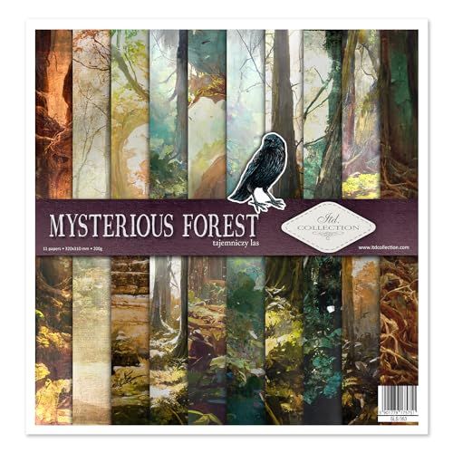 ITD Collection - Scrapbookpakket van 12 x 12 inch, plakboekpapier, decoratief papier, decoupage, kaarten maken, papierformaat - 310 x 320 mm (Mysterious Forest, SLS053)