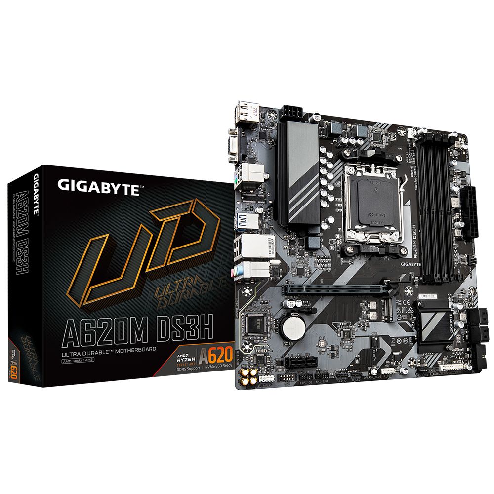 Gigabyte A620M DS3H Motherboard - AMD A620, Socket AM5, Micro ATX