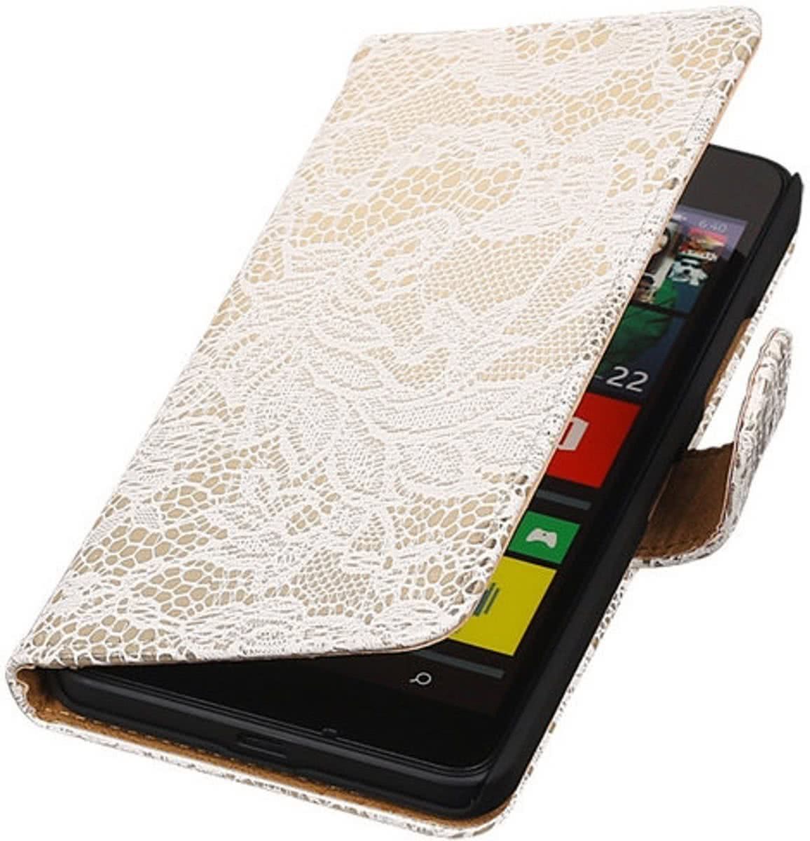 Best Cases Panda Best Cases Microsoft Lumia 640 Lace Kant Booktype Wallet Hoesje Wit