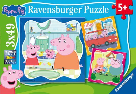 Ravensburger Peppa Pig: Familie op de eerste plaats! Kinderpuzzel - 3 x 49 Stukjes