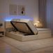 vidaXL LED-opbergbed met matras, Crèmekleurig, 200 x 200 cm, Stof