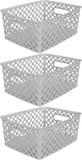 5Five Opbergmand/box van kunststof - 3x - grijs - 19 x 25 x 10 cm - 4 liter