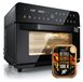 Arendo mini-oven, 25 liter, set met 100 vellen bakpapier, heteluchtfriteuse/airfryer, 1800W, 3D-heteluchttechnologie, 12 programma's, 4 niveaus, frituurmand, bakplaat, dehydratatieplaat, rooster