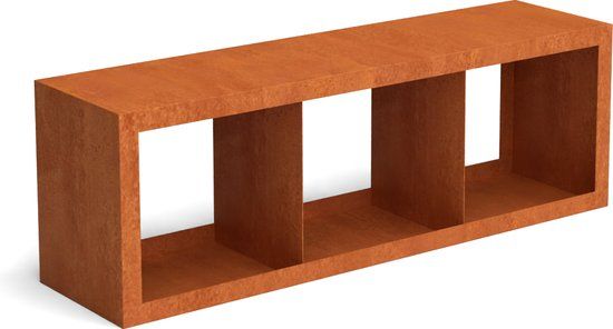 Geroba Egura Cortenstaal Houtopslag Onderverdeling 3 Vakken 1500x385x500 mm