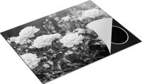 Chefcare Inductie Beschermer Roze Rozen Bloemen - Zwart Wit - 77x59 cm