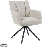LABEL51 Padua Chaise de salle à manger - Naturel - Tissu Royal - Métal Noir