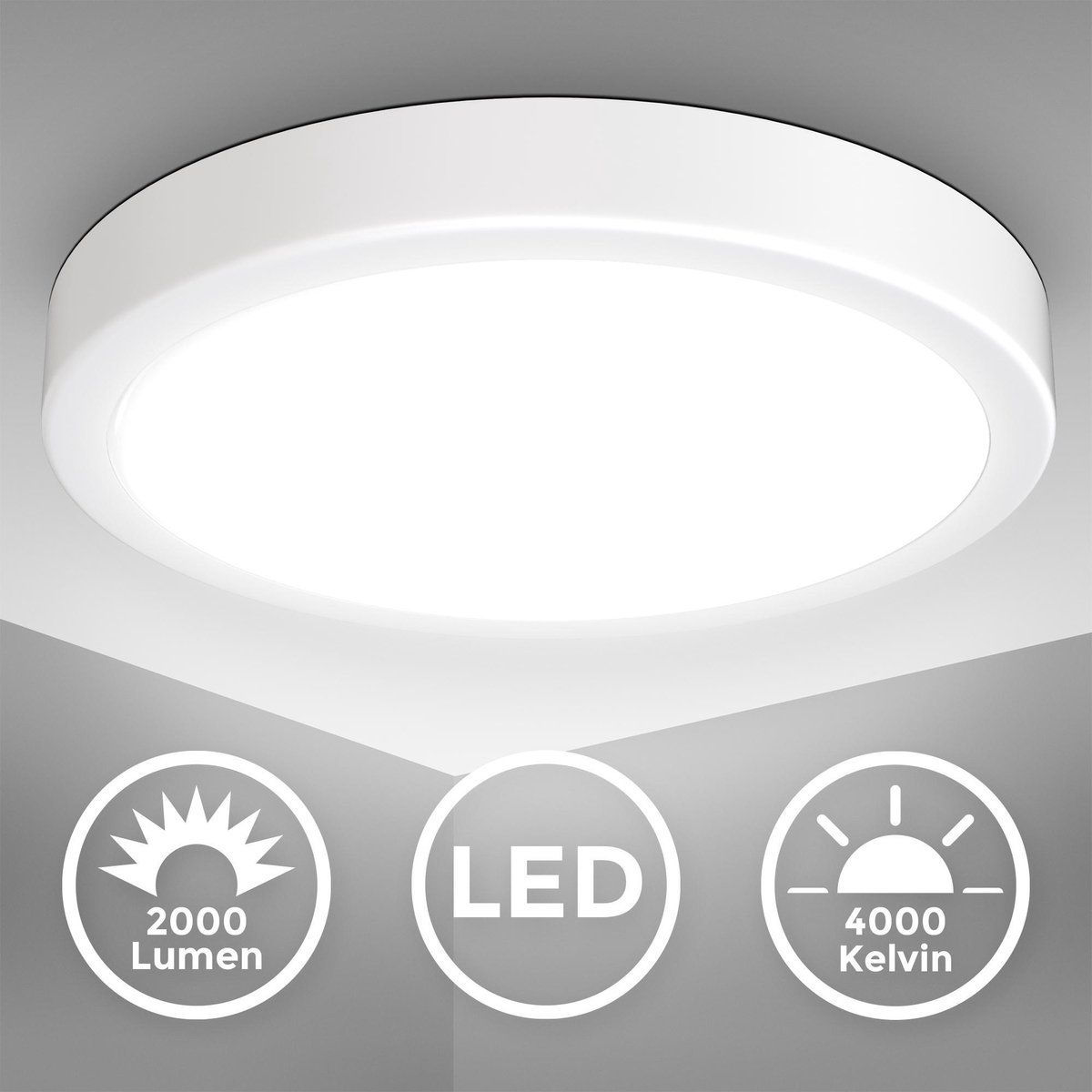 B.K.Licht - LED Plafondlamp - Ø28cm - 18W - Wit