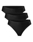 DANISH ENDURANCE Naadloze Strings voor Dames - Sporten & Iedere dag - 3-pack - Zwart - Maat M