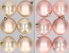 Merkloos / Sans marque Kaemingk B.V. 12x stuks kunststof kerstballen mix van champagne en lichtroze 8 cm