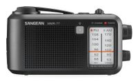 Sangean MMR-77 Radio d'urgence AM/FM - Avec dynamo - Résistant aux éclaboussures - Lampe de poche - Rechargeable - Noir