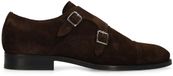 Manfield Heren Donkerbruine suède gespschoenen Maat 46
