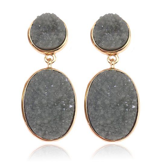 Deja Jewels Ovale Deja Oorhangers - Resin Grey