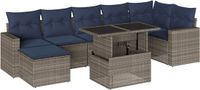 vidaXL 8-delige dining loungeset met kussens, grijs, polyrotan