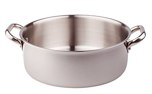 Pentole Agnelli ALIX106ALIN18 Lage Braadpan met 2 stalen handgrepen, aluminium-staal trilaminaat voor inductie, 18 cm