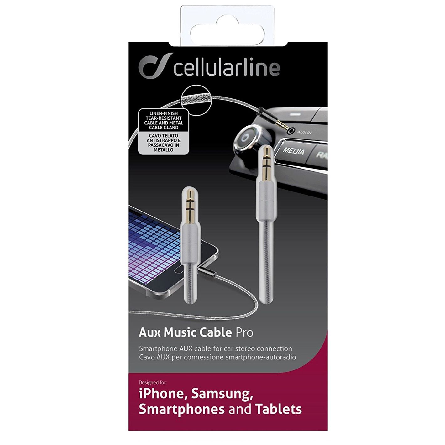 Cellularline 3.5mm Audio Cable - 1m - Grey