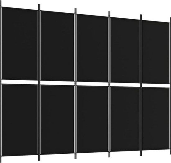 vidaXL Kamerscherm met 5 panelen 250x200 cm stof zwart